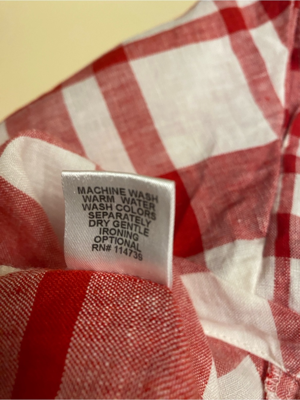 FLAX 100% Linen Red & White Plaid Button-Down Tunic/Jacket - Picture 5 of 5